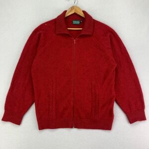 LothLorian Sweater Womens XL Red Wool Possum Full Zip Long Sleeve New Zealand